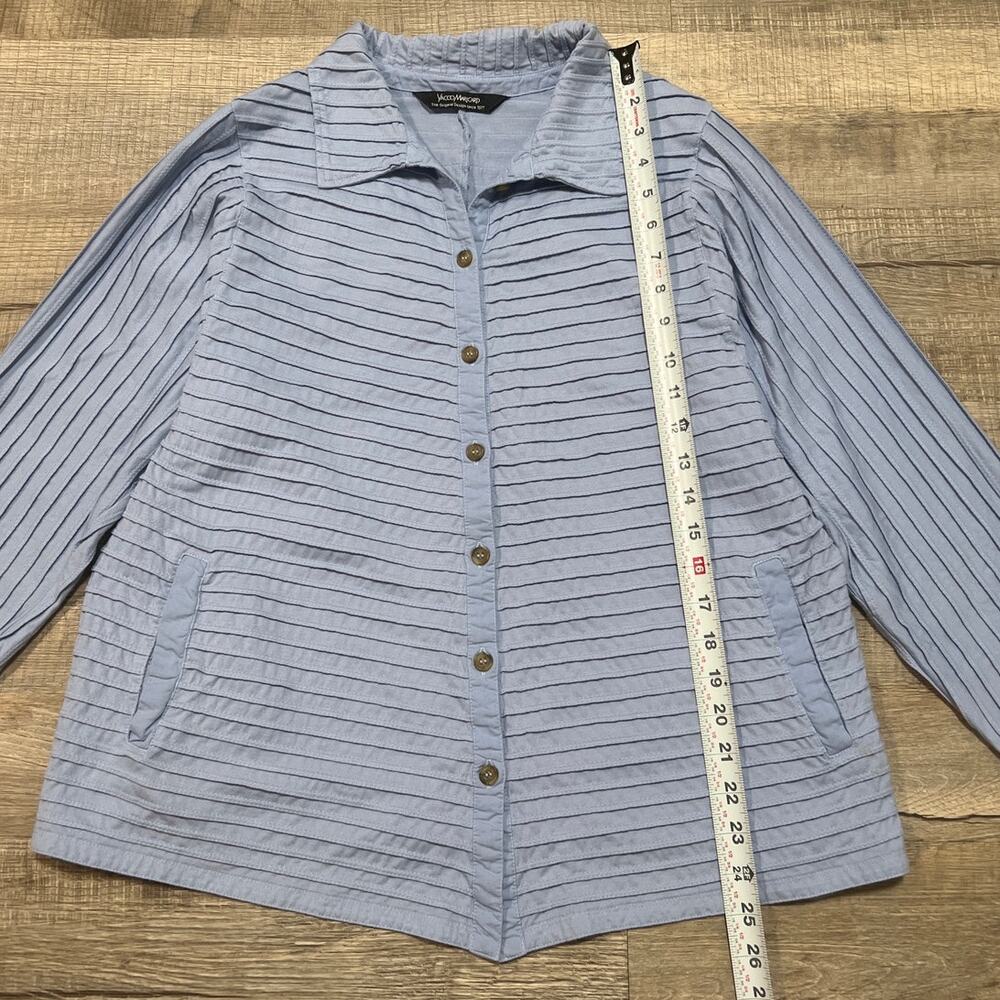 Yacco Maricard Size 2 Large Fitted Textured Cotton Diagonal Pintuck Pleated Top - Picture 6 of 7
